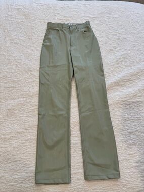 Abercrombie Sage Green Vegan Leather Straight Leg Pants